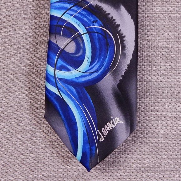 JERRY J. GARCIA Neck Tie == NWT == Blue Tidal Wave Design == 60" Regular Length - Picture 6 of 6